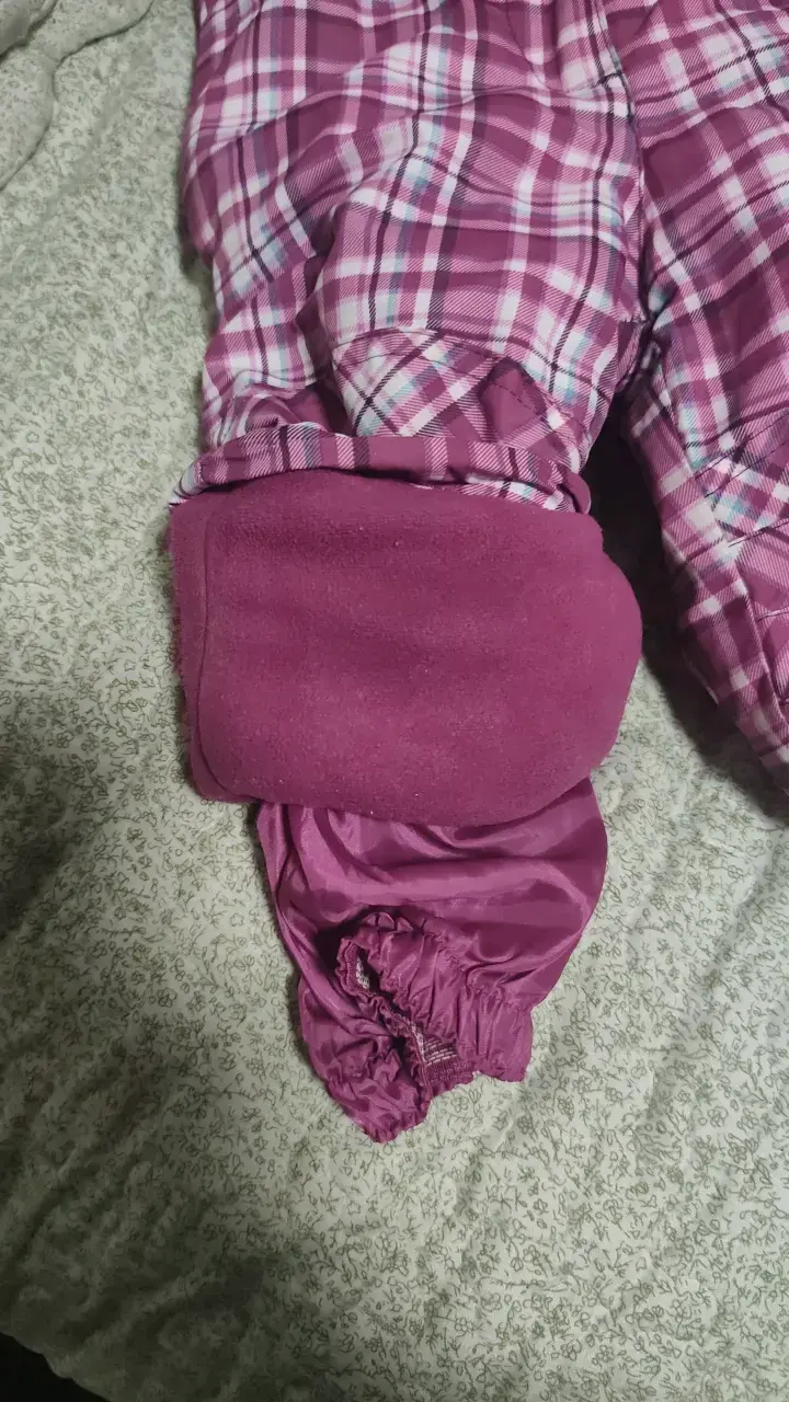 Pantalones de nieve para niños color rosa a cuadros - 2