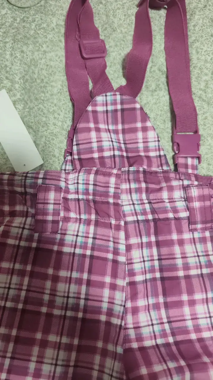 Pantalones de nieve para niños color rosa a cuadros - 3