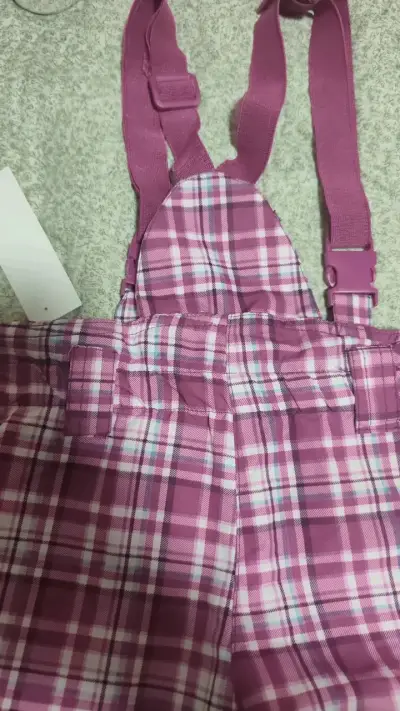 Pantalones de nieve para niños color rosa a cuadros - miniatura 3