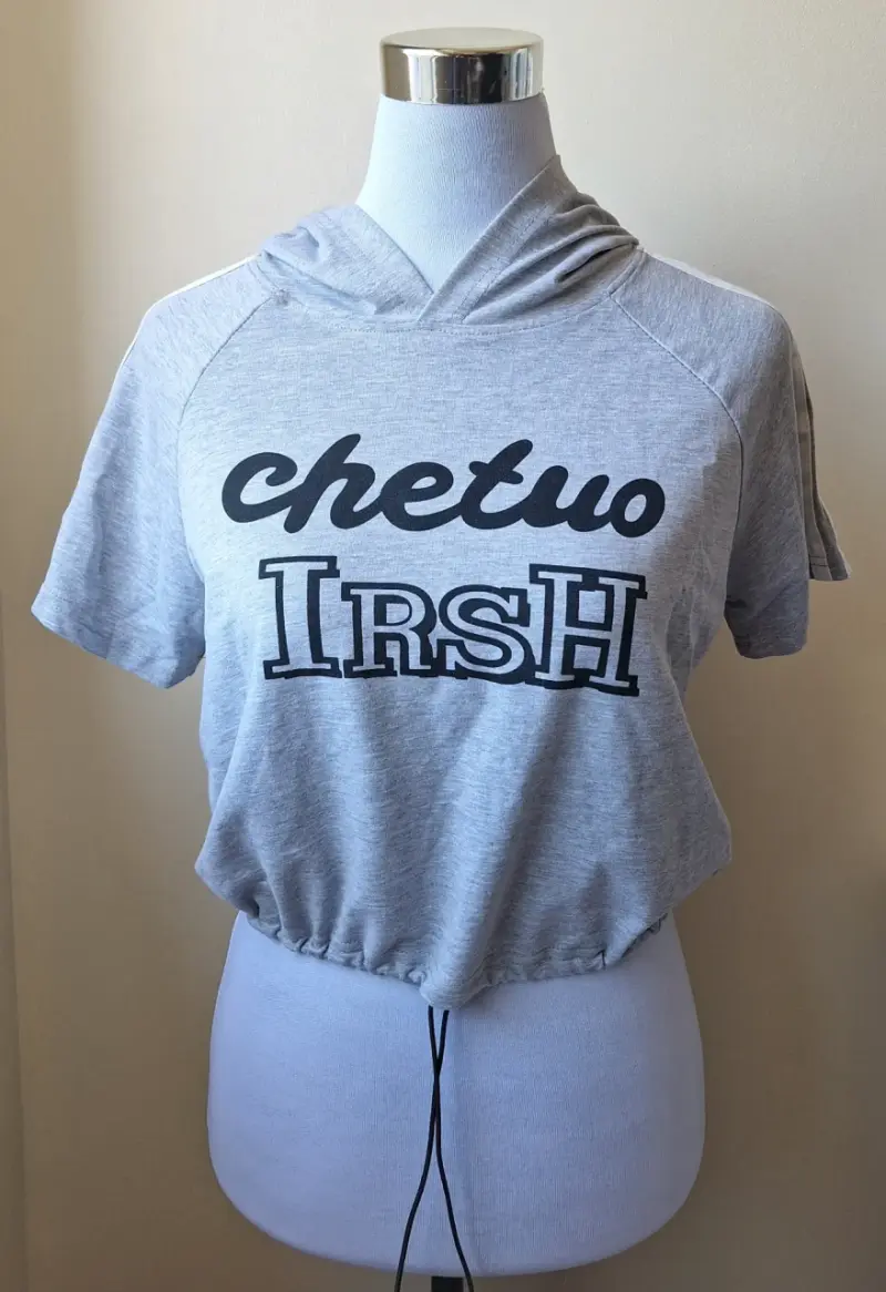 Polera ajustable gris con capucha Mujer
