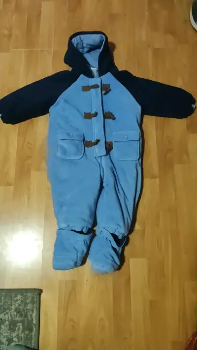 Enterito polar azul para bebé con capucha - miniatura 1