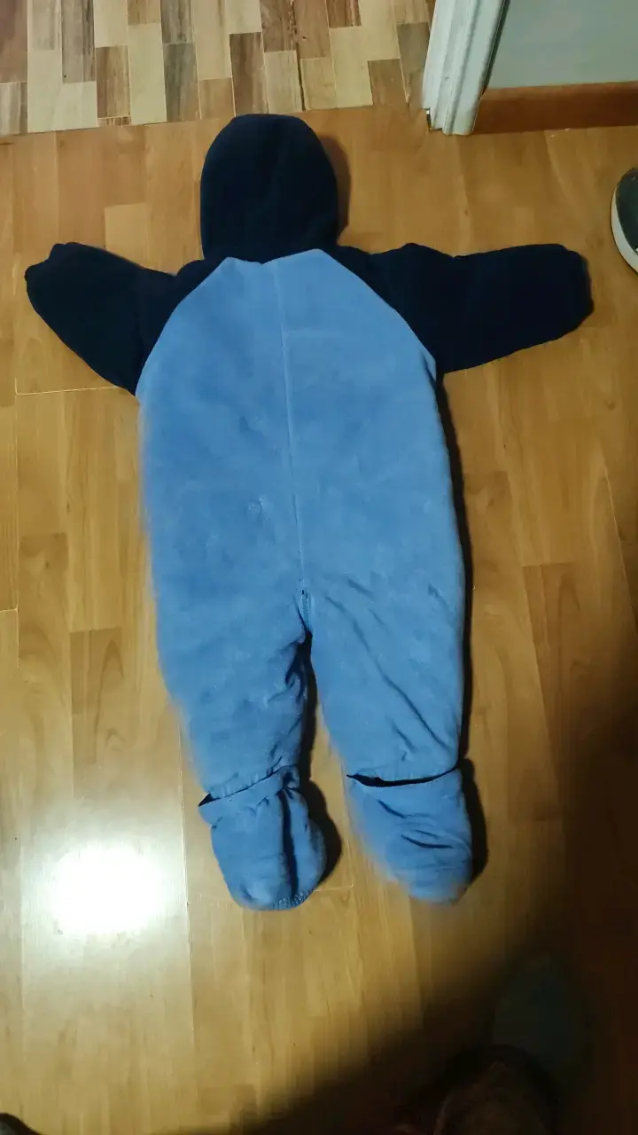 Enterito polar azul para bebé con capucha - 4