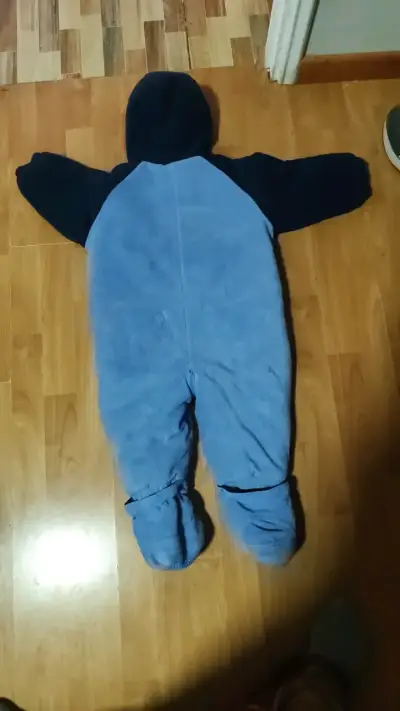 Enterito polar azul para bebé con capucha - miniatura 4