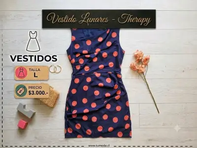Vestido de Lunares Azul y Naranja Therapy Talla L - miniatura 1