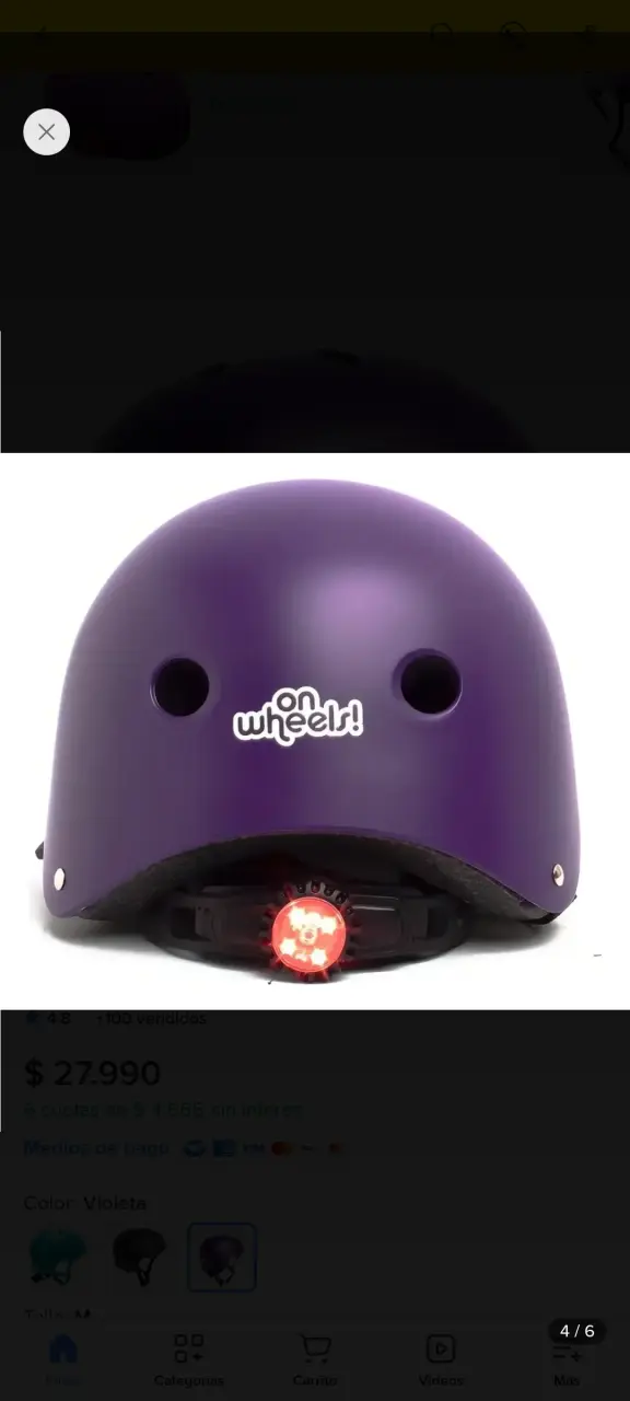 Casco de bicicleta morado On Wheels con luz trasera - 2