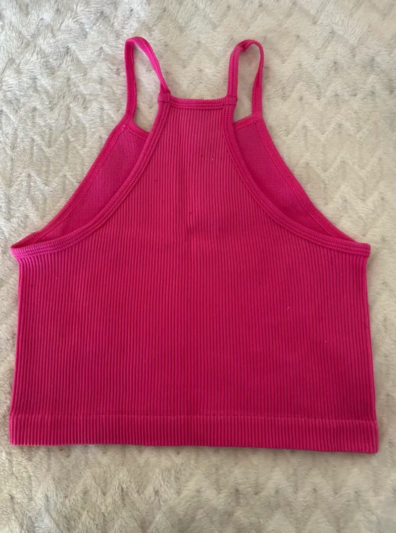 Top corto de tirantes fucsia para mujer - 2