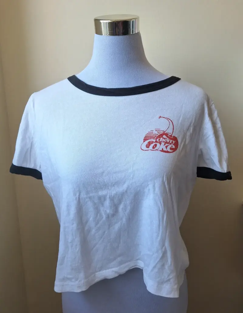 Polera vintage Cherry Coke blanca mujer