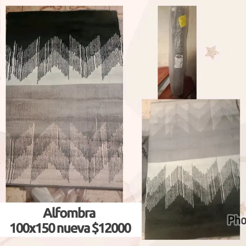 Alfombra moderna gris y negra 100x150 cm - 4