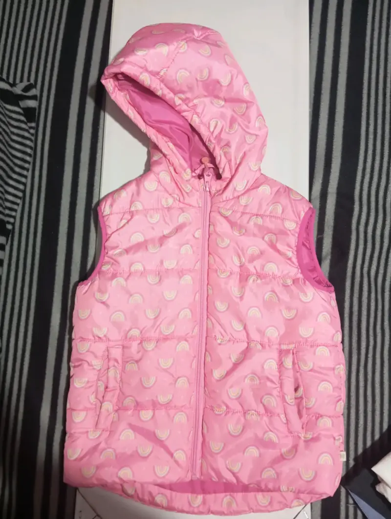 Chaleco sin mangas para niña con capucha rosa - 2