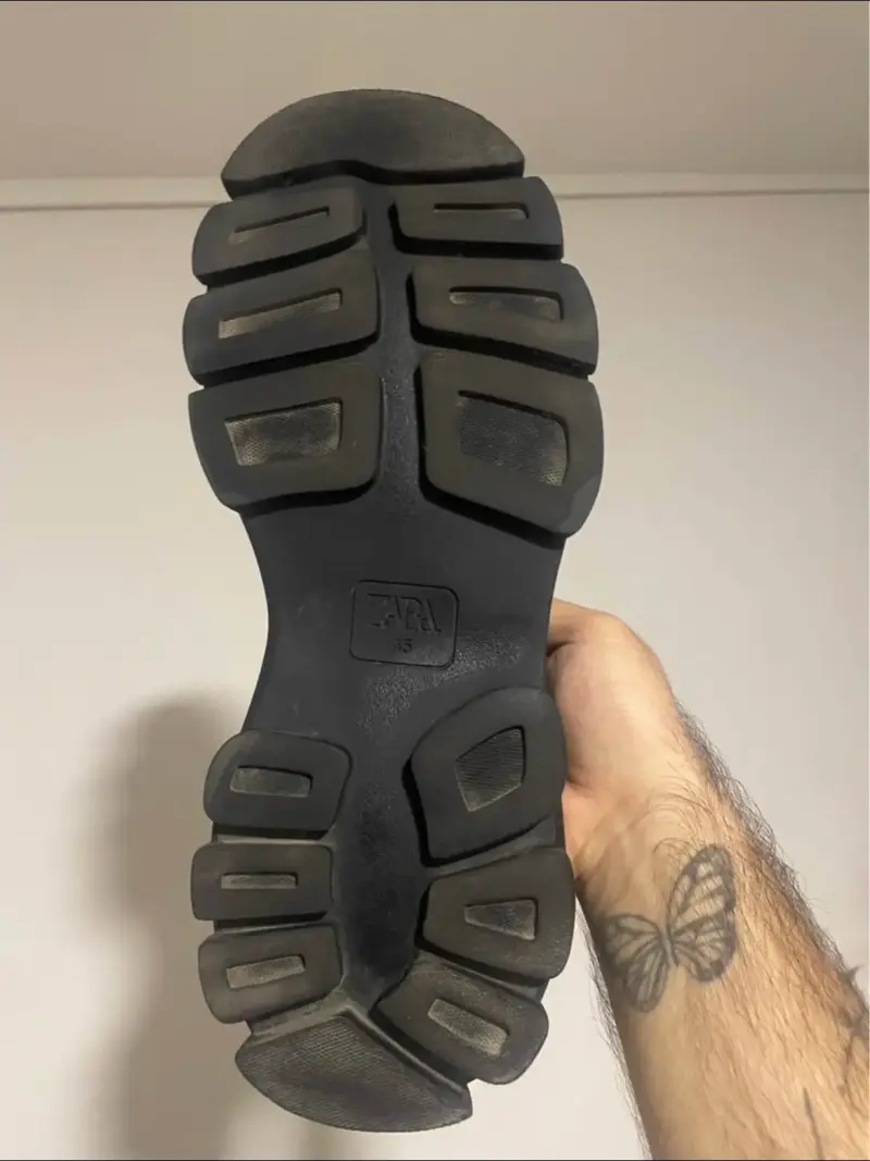 Zuecos zara de ecocuero negro con suela gruesa - 4