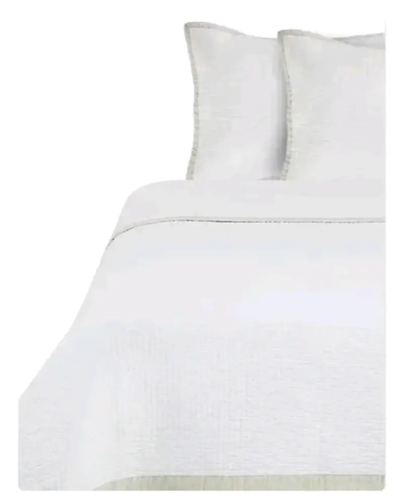 Juego de Cama Blanco con Detalles Beige 1.5 - 4