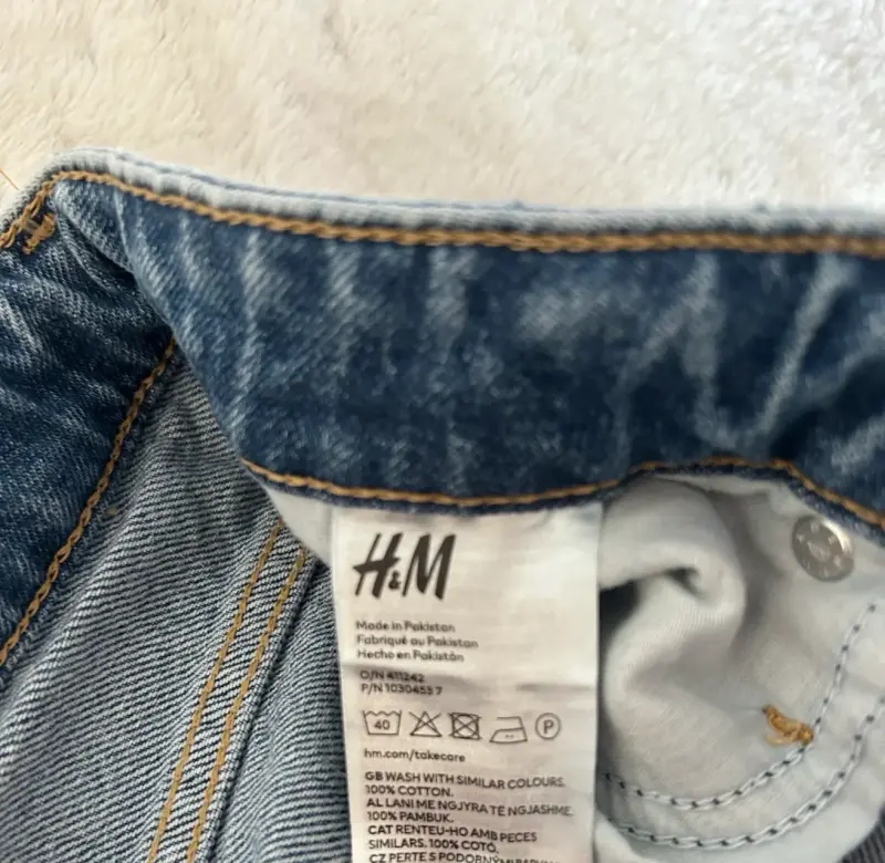 Jeans Mom Fit H&M Azul Claro - 4