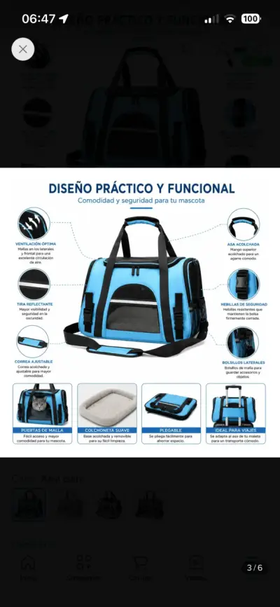 Bolso transportador para mascotas rosa - miniatura 6