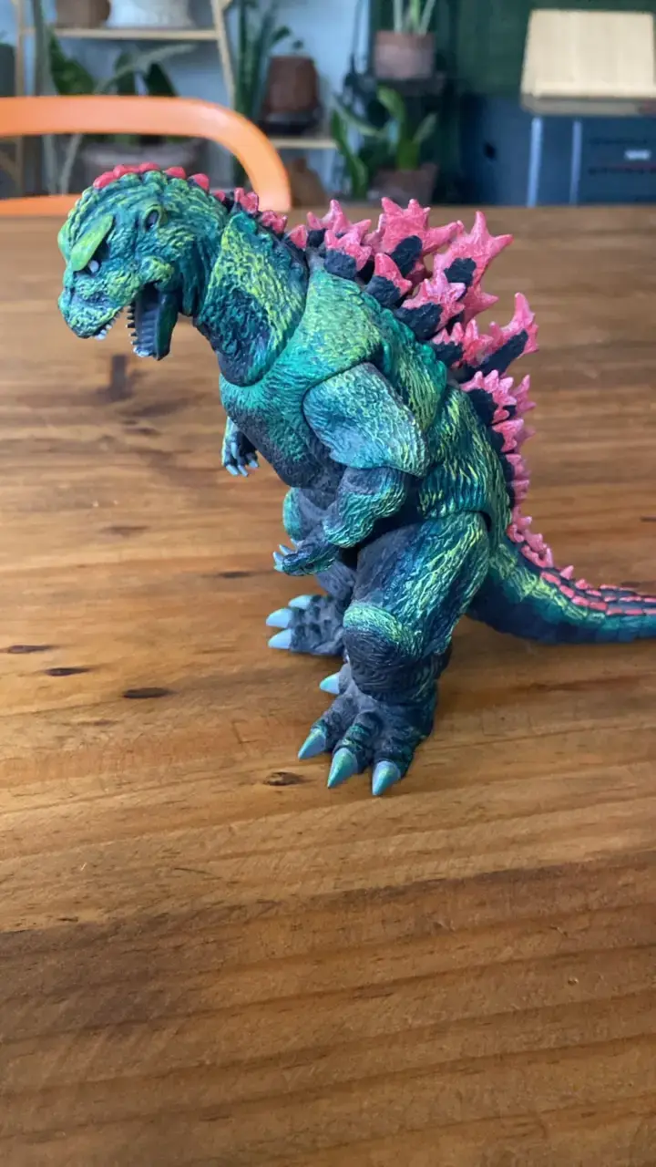 Figura de acción Godzilla verde con púas rosas - 3