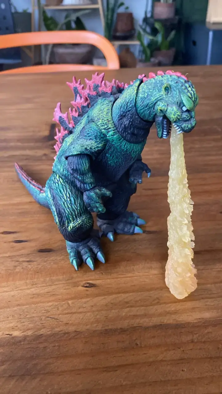 Figura de acción Godzilla verde con púas rosas - 5