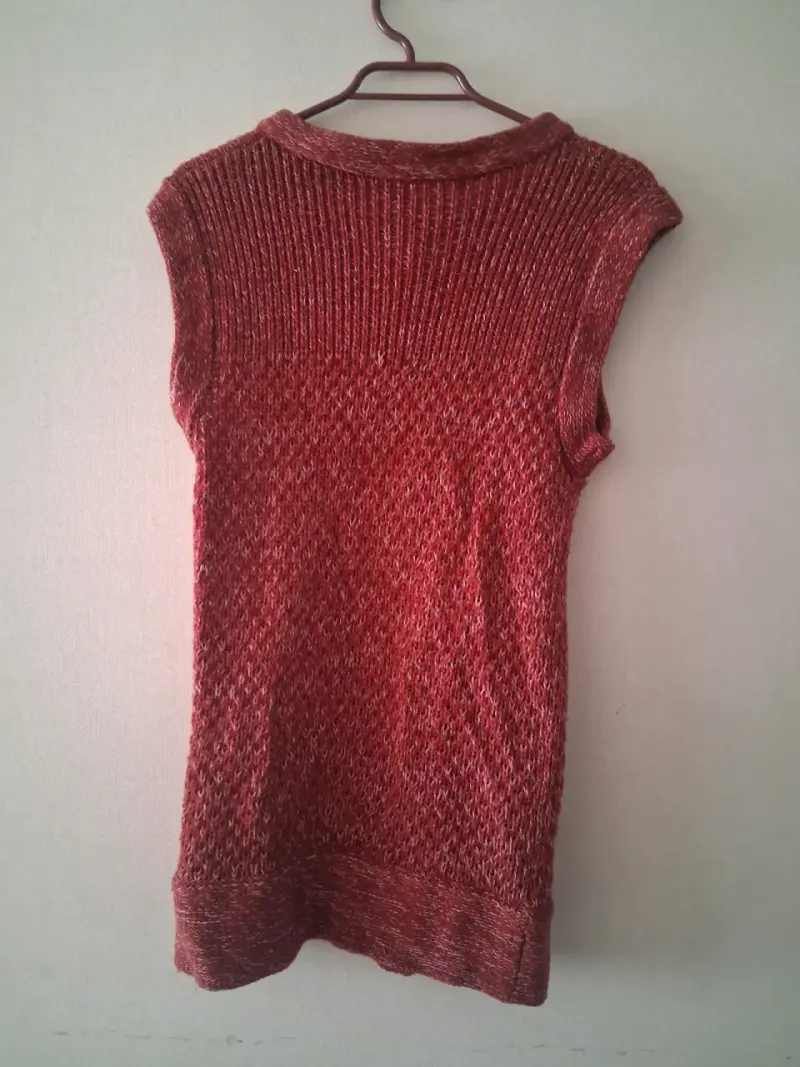 Chaleco sin mangas tejido rojo para mujer - 2