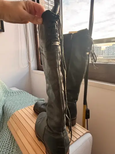 Botas de cuero negras romano para mujer - miniatura 2