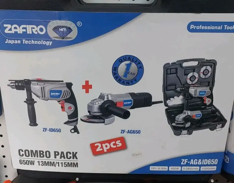 Combo Pack Taladro y Amoladora Zafiro 650W