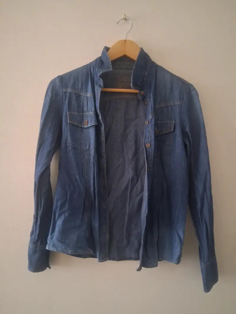 Chaqueta de mezclilla azul para mujer
