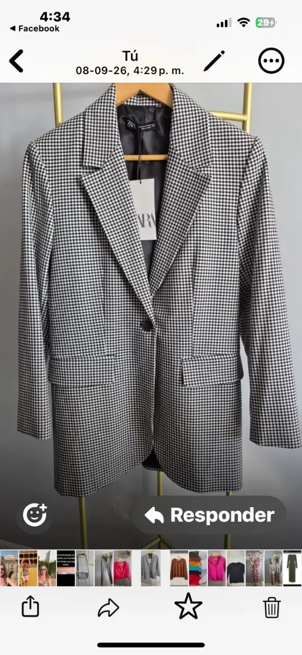 Blazer de cuadros para mujer Zara