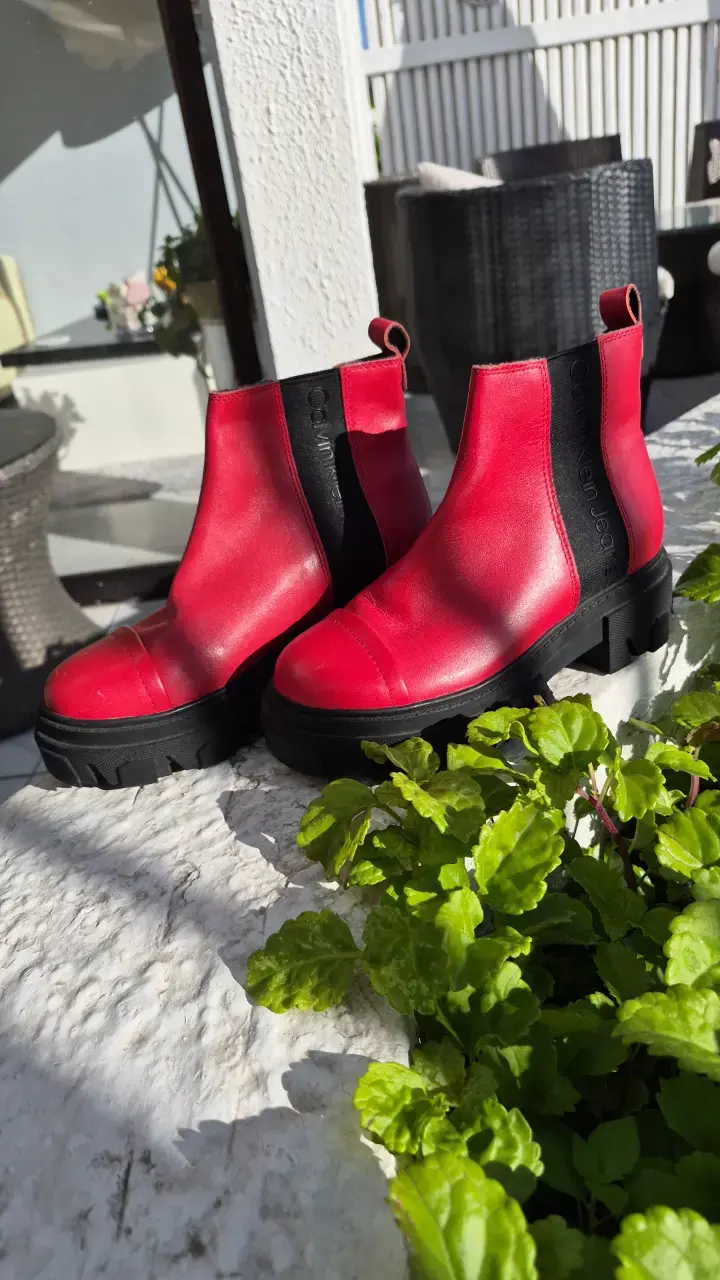 Botines rojos de cuero Calvin Klein - 1