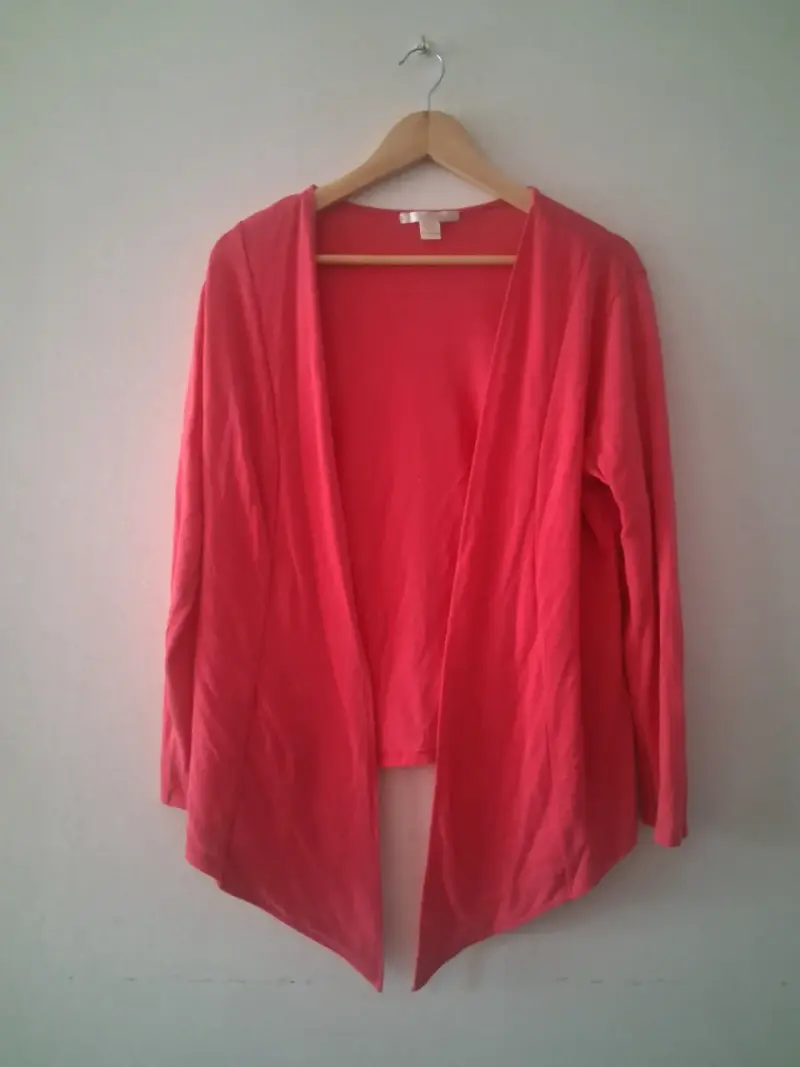 Cárdigan abierto color coral para mujer