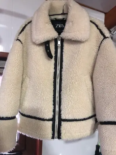 Chaqueta de lana sintética Zara beige - miniatura 1