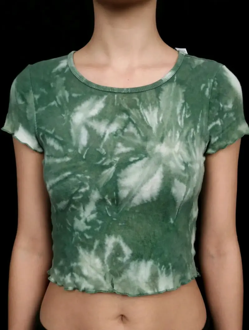 Polera Crop Top Verde Tie-Dye