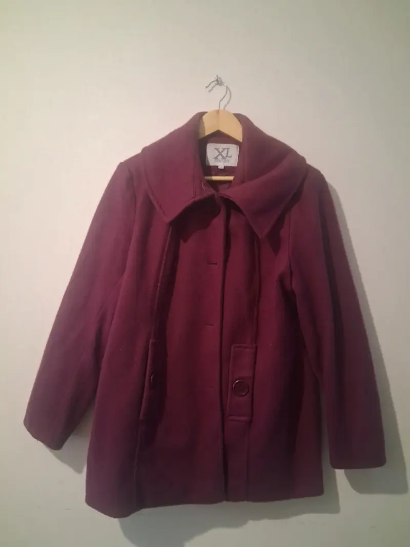 Abrigo de lana burdeos talla XL