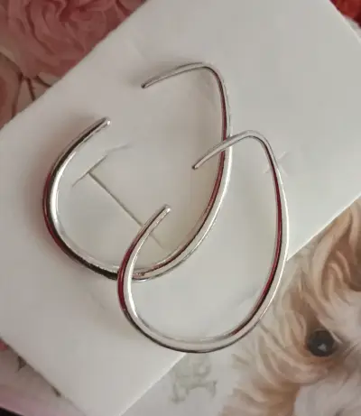 Aros de plata en forma de lágrima - miniatura 1