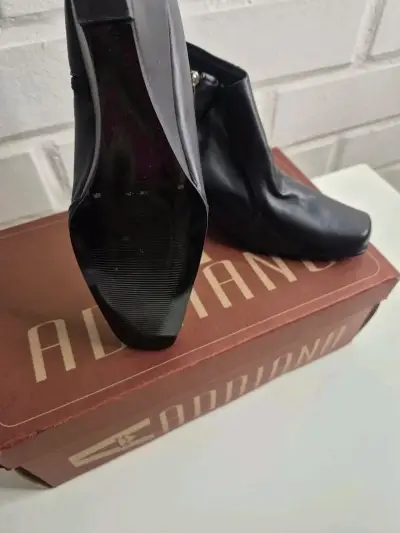 Botines de cuero negro con tacón Adriano - miniatura 3