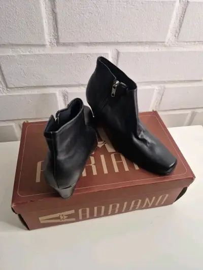 Botines de cuero negro Adriano con tacón - miniatura 4