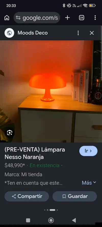 Lámpara de mesa estilo hongo naranja - miniatura 3