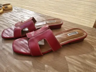 Sandalias planas rojas Dune London - miniatura 3