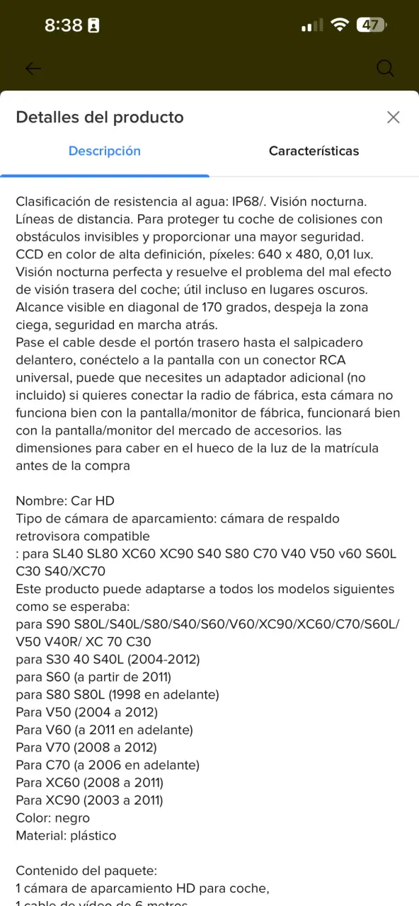 Cámara retrovisora de coche LED con visión nocturn - 2