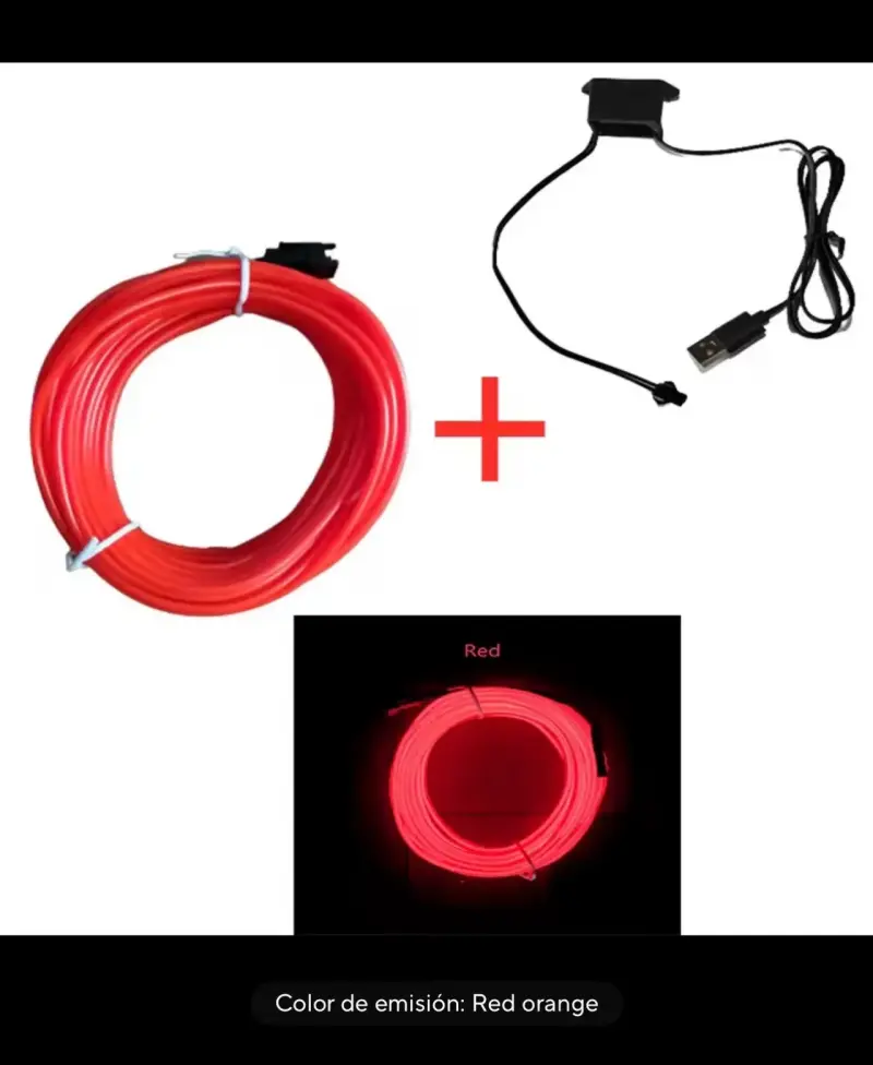 Luces LED Neón para Auto USB Naranjas - 2