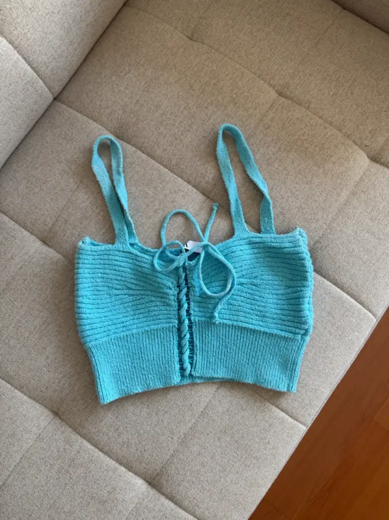 Top tejido turquesa con tirantes Zara - 1