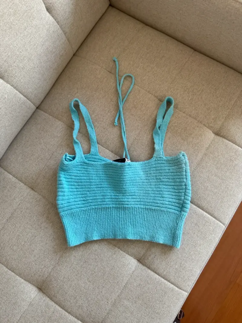 Top tejido turquesa con tirantes Zara - 2