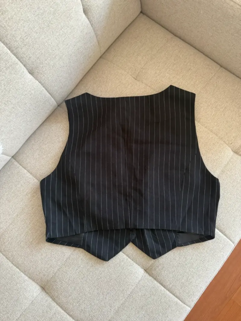 Chaleco de vestir negro a rayas para mujer INDEX - 2