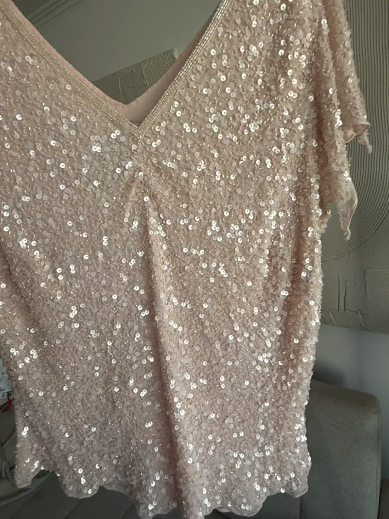 Blusa de lentejuelas rosada Papell Boutique - 5
