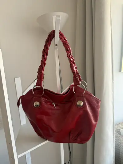 Bolso rojo con asas trenzadas - miniatura 2