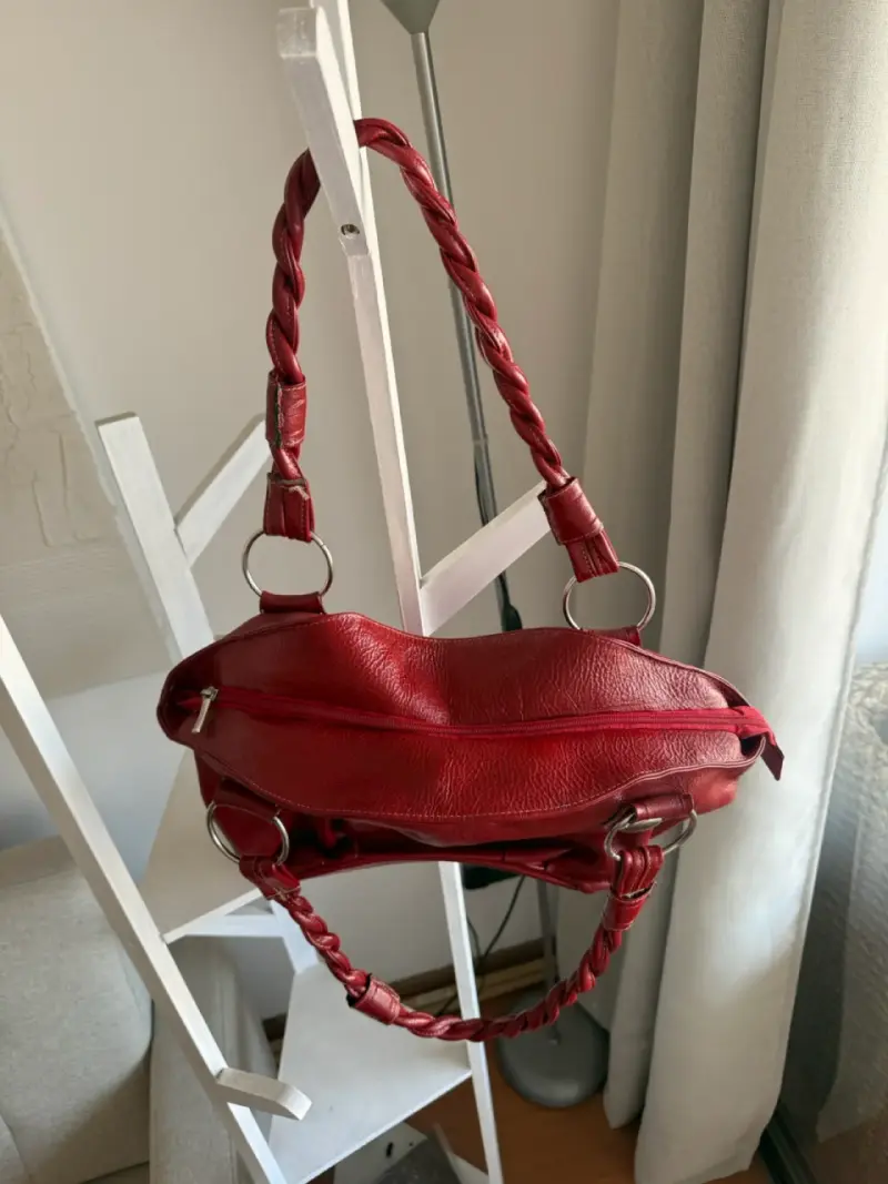 Bolso rojo con asas trenzadas - 3
