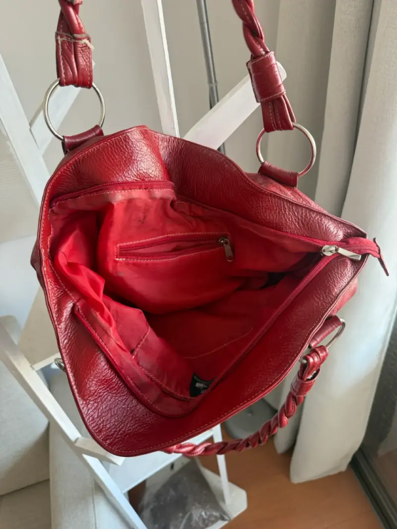 Bolso rojo con asas trenzadas - 4