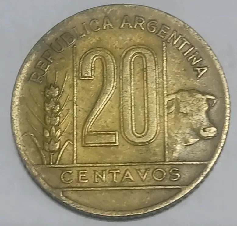 Moneda antigua de 20 centavos Argentina 1945 - 1