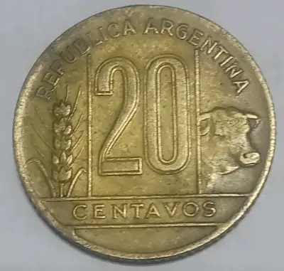 Moneda antigua de 20 centavos Argentina 1945 - miniatura 1