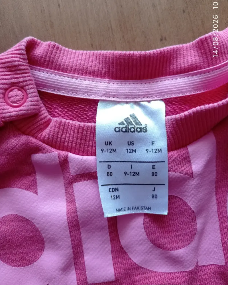 Polerón rosa para bebé Adidas 9-12M - 2