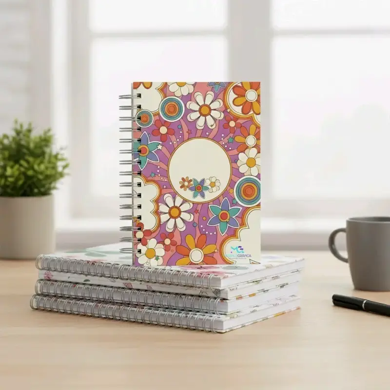 Planner espiral diseño floral y personajes - 4