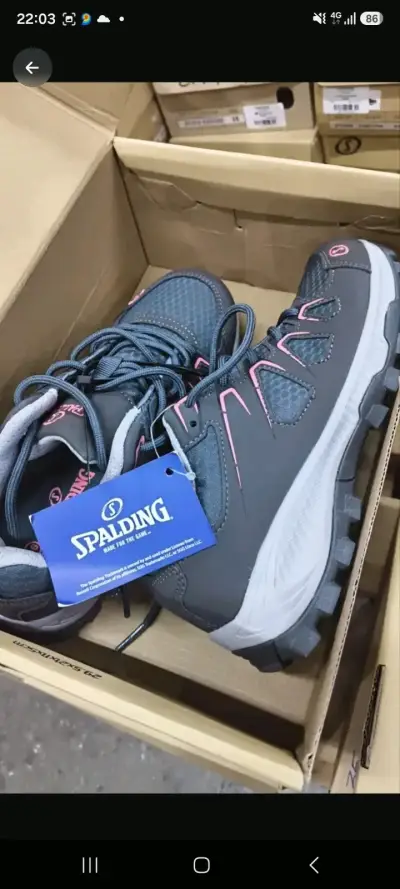 Zapatillas de trekking Spalding para mujer en gris y rosa - miniatura 1