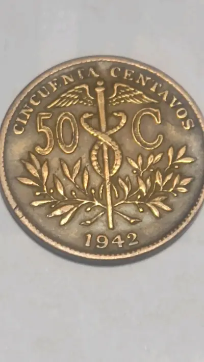 Moneda antigua de Bolivia 50 centavos 1942 - miniatura 2