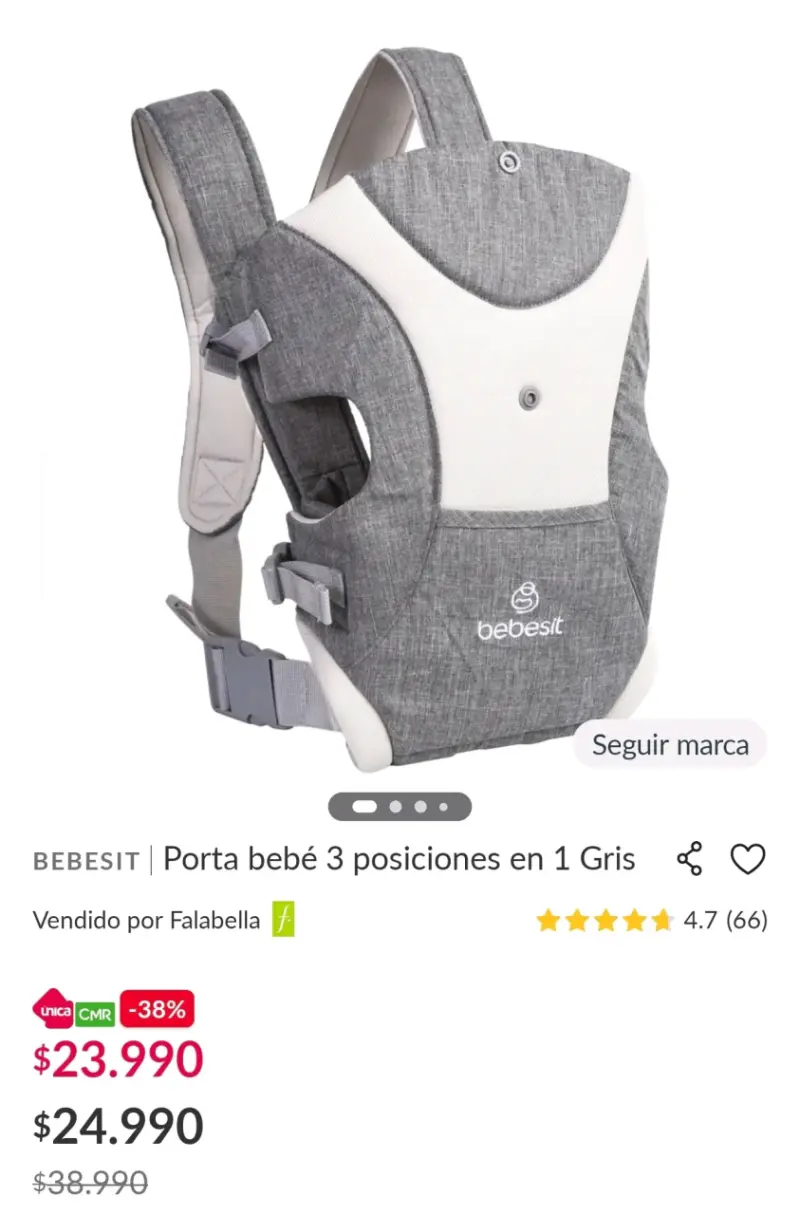 Portabebés Bebesit 3 Posiciones Gris - 1